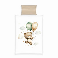 BABYBETTWÄSCHE Ballon Teddy Renforcé 100/135 cm  - Weiß/Hellblau, Textil (100/135cm) - baby best