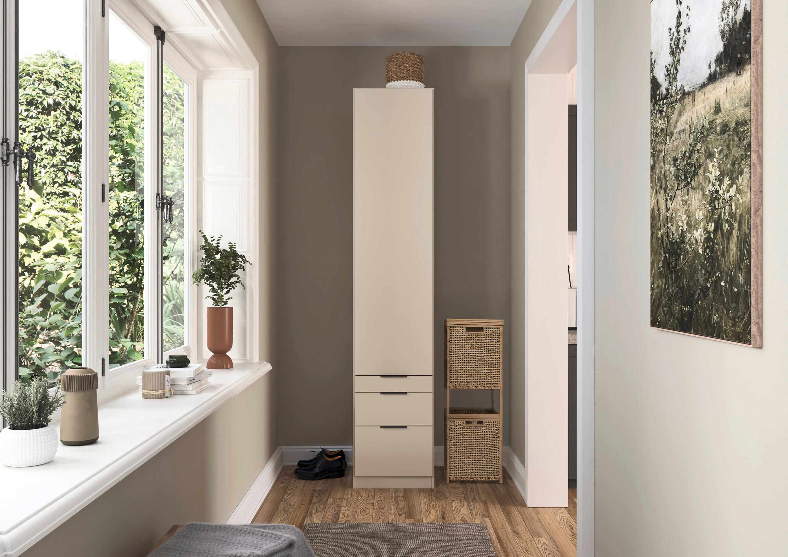 DREHTÜRENSCHRANK in Champagner  - Champagner/Grau, Modern, Holzwerkstoff (47/229/54cm) - Rauch Möbel