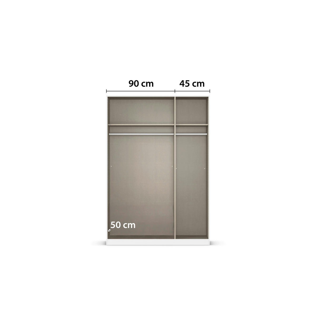 DREHTÜRENSCHRANK 135/197/54 cm,  in Weiß, 3-türig  - Alufarben/Weiß, KONVENTIONELL, Glas/Holzwerkstoff (135/197/54cm) - home24