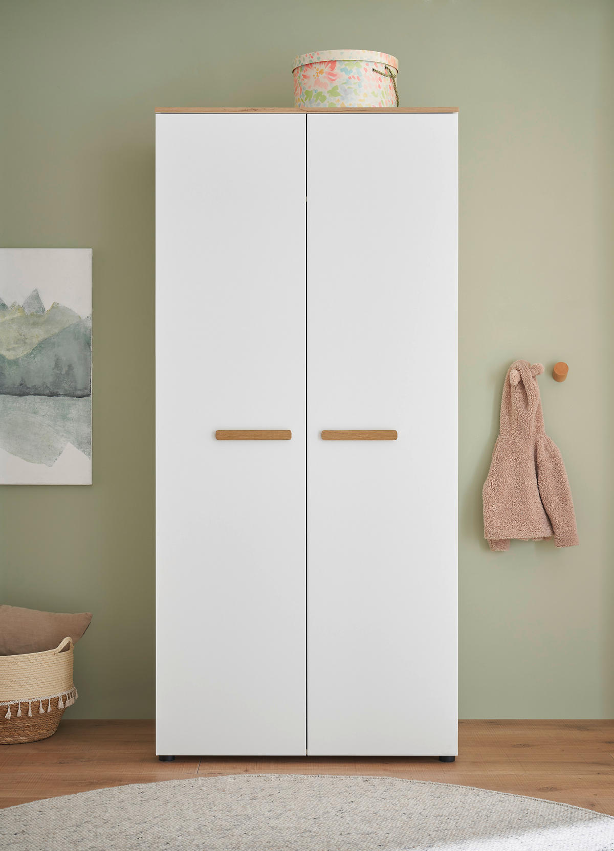 BABYKLEIDERSCHRANK  - Eiche Artisan/Weiß, Basics, Holzwerkstoff/Kunststoff (90/195/60cm) - My Baby Lou