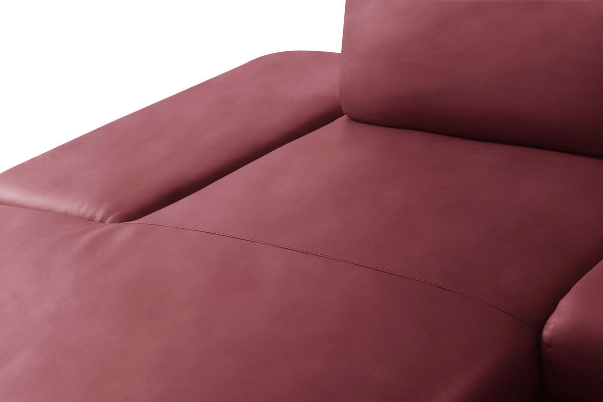 ECKSOFA Kirschrot Echtleder Armteilverstellung, Kopfteilverstellung, Sitztiefenverstellung  - Schwarz/Kirschrot, Design, Leder/Metall (180/291cm) - Celina Home