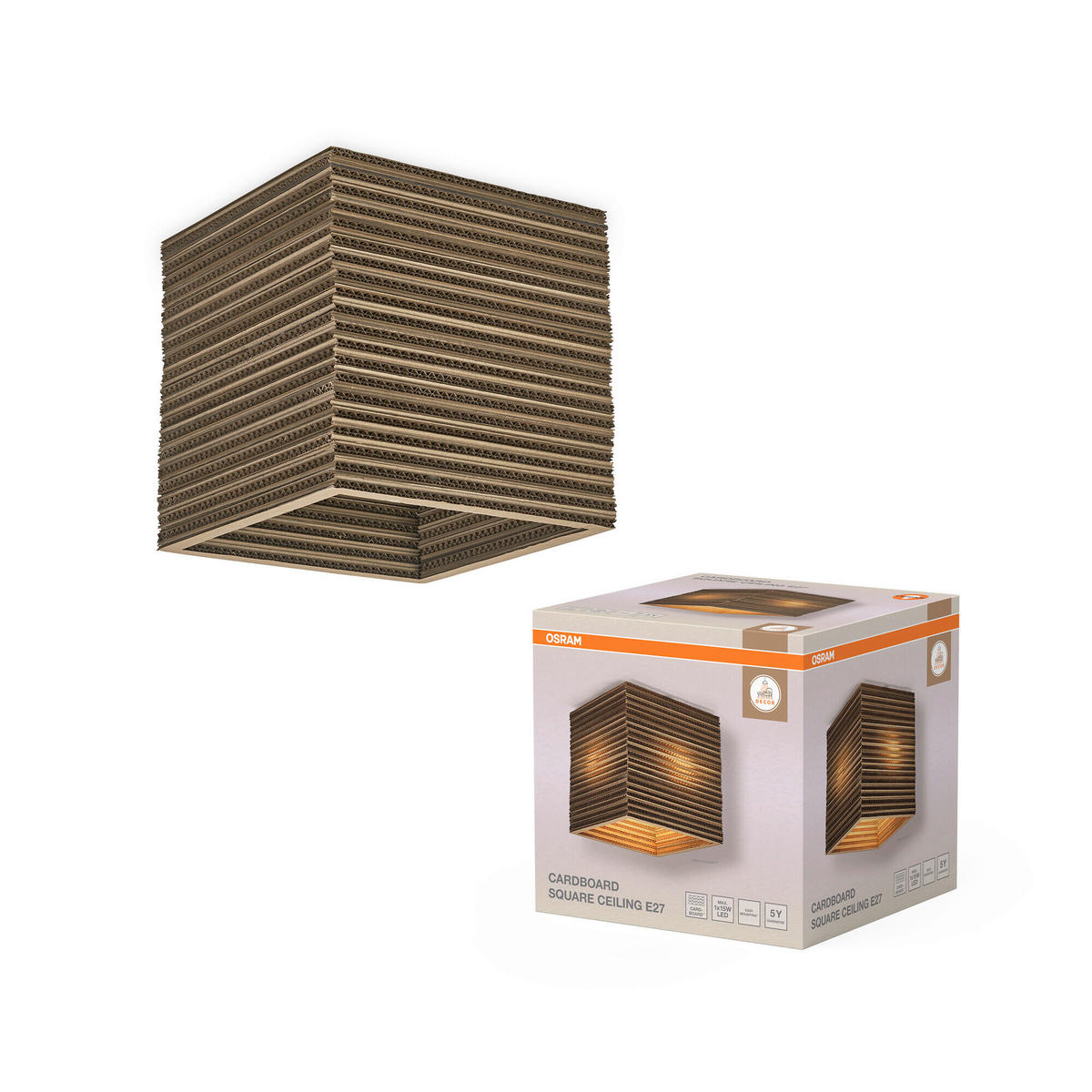 DECKENLEUCHTE    25/25/26 cm  - Natur, Karton/Metall (25/25/26cm) - Osram