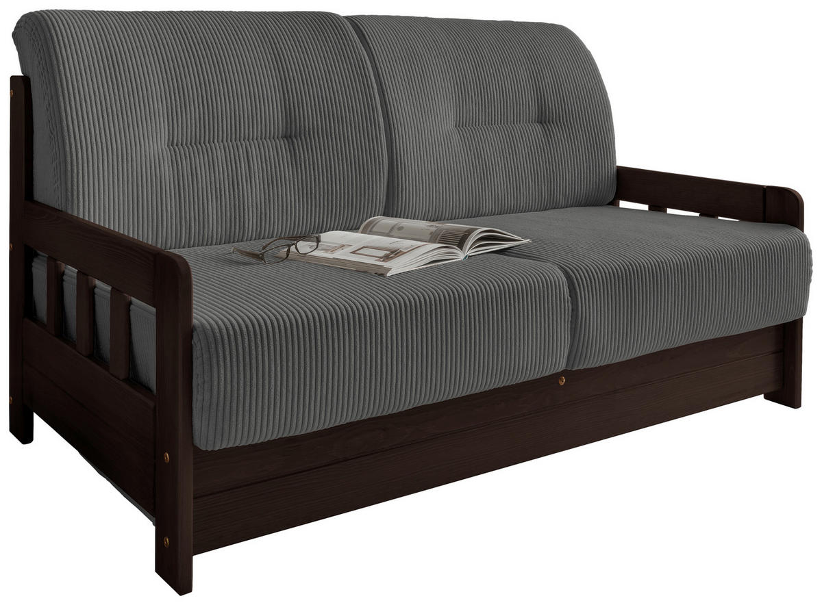 SCHLAFSOFA Textil Grau, Nussbaumfarben  - Nussbaumfarben/Grau, Modern, Holz/Textil (154/88/90cm) - Livetastic