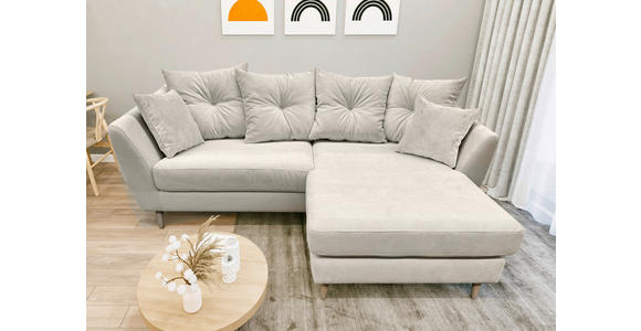 ECKSOFA Naturfarben Feincord - Buchefarben/Naturfarben, KONVENTIONELL, Holz/Textil (211/154cm) - Carryhome