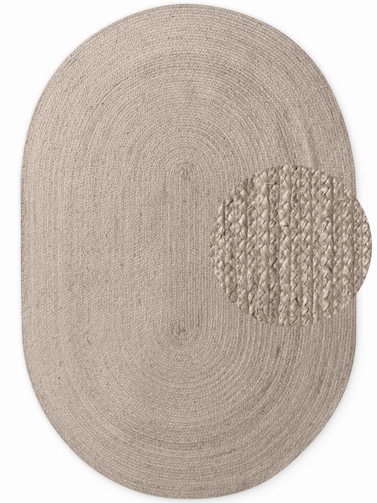 JUTETEPPICH 160/230 cm Jute Braided Greige oval  - Greige, Basics, Textil (160/230cm) - Hanse Home