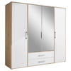 KLEIDERSCHRANK 206/195/60 cm 4-türig Weiß, Eiche Artisan  - Alufarben/Weiß, Basics, Glas/Holzwerkstoff (206/195/60cm)