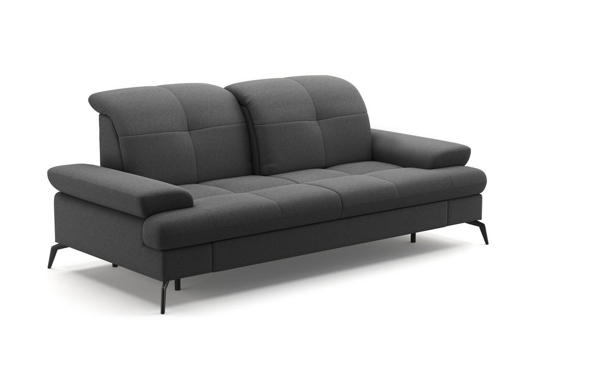 2,5-SITZER in Flachgewebe Dunkelgrau  - Dunkelgrau/Schwarz, Konventionell, Textil/Metall (202/90/122cm) - Sit & More