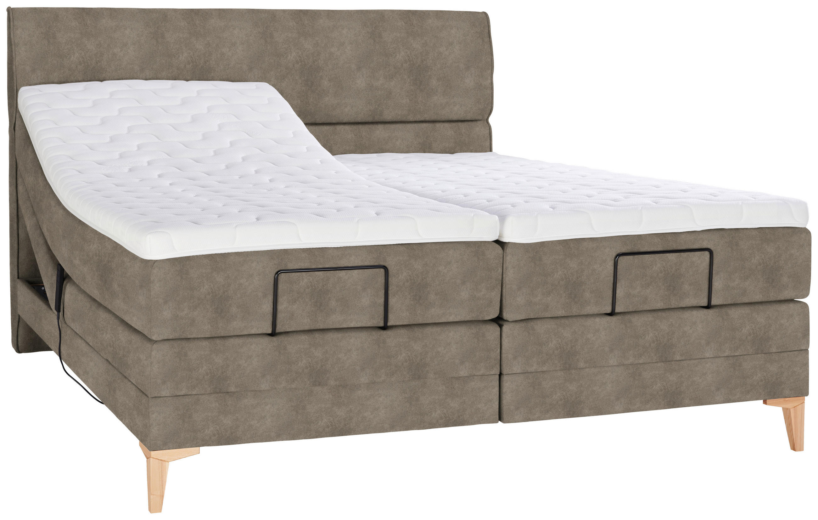 BOXSPRINGBETT 180/200 cm  in Taupe  - Taupe/Eichefarben, KONVENTIONELL, Holz/Textil (180/200cm) - Voleo