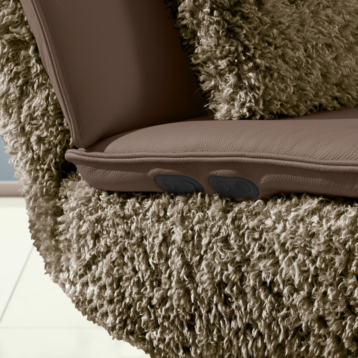 2-SITZER-SOFA Hochflor Echtleder Hellbraun, Fango  - Hellbraun/Fango, Design, Leder/Holz (240/65/104cm) - Koinor
