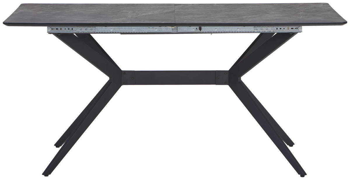 ESSTISCH Grau, Schwarz rechteckig  ausziehbar  - Schwarz/Grau, MODERN, Holzwerkstoff/Metall (160/90/75cm) - MID.YOU