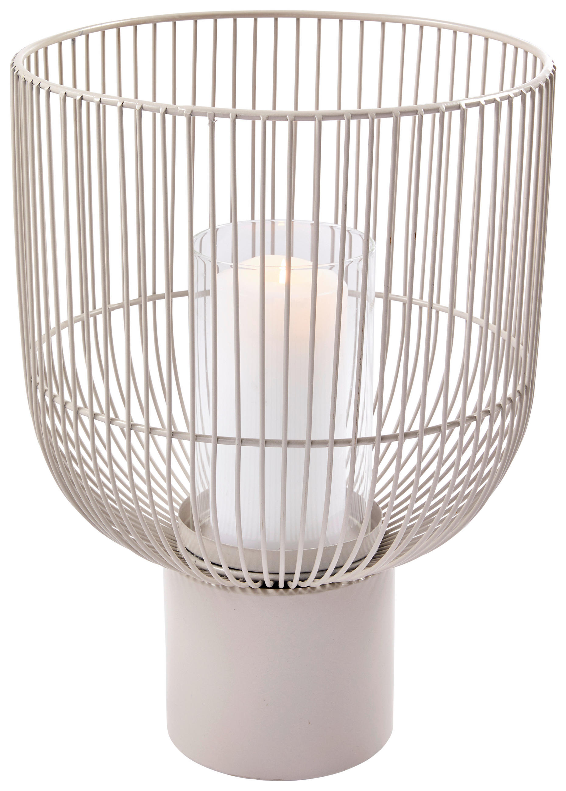 WINDLICHT Beige  - Beige, Basics, Glas/Metall (25/25/35cm) - Boltze Home