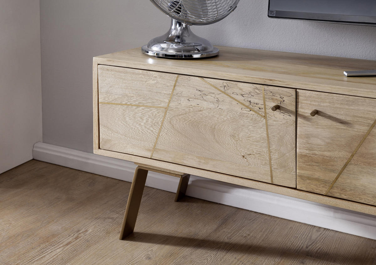 LOWBOARD  in 145/47/35 cm  - Goldfarben/Braun, Design, Holz/Metall (145/47/35cm) - MID.YOU
