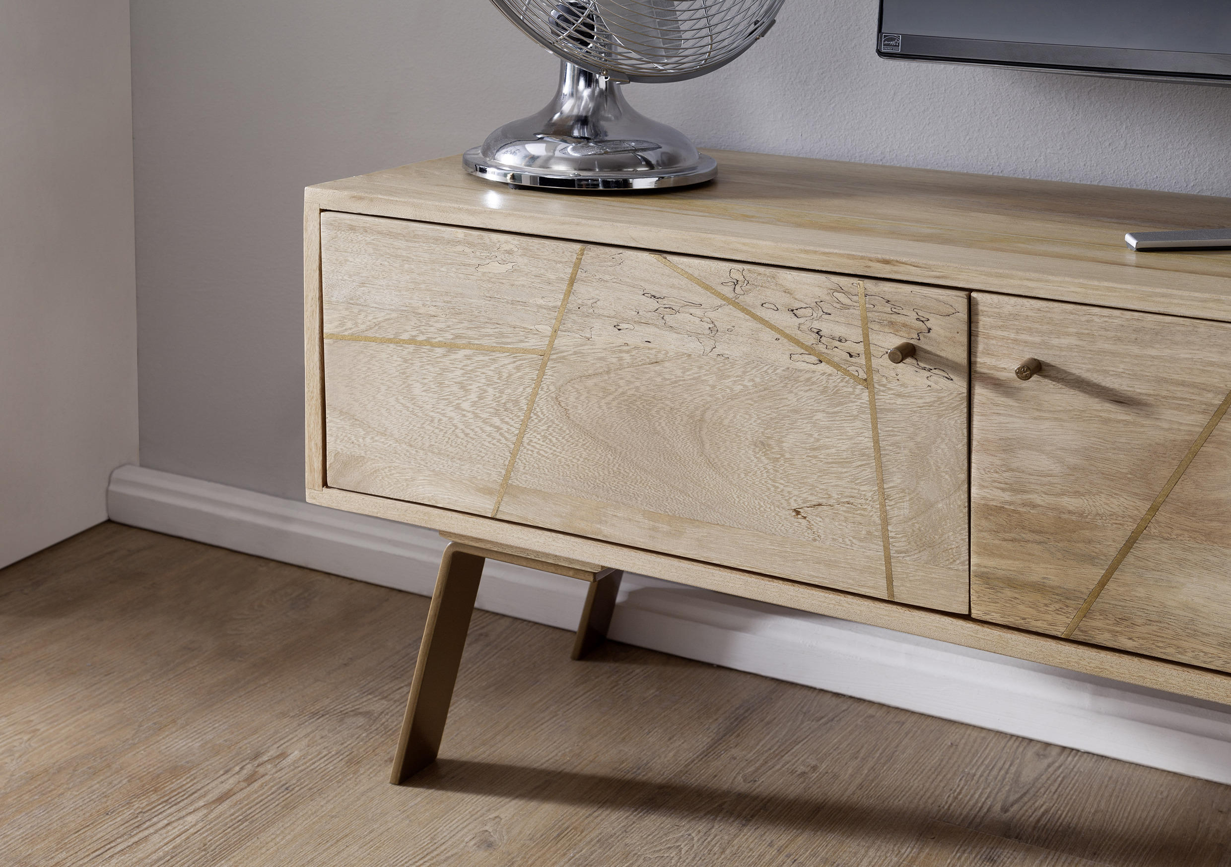 Mid.you Lowboard Braun, Gold 145x47x35 cm