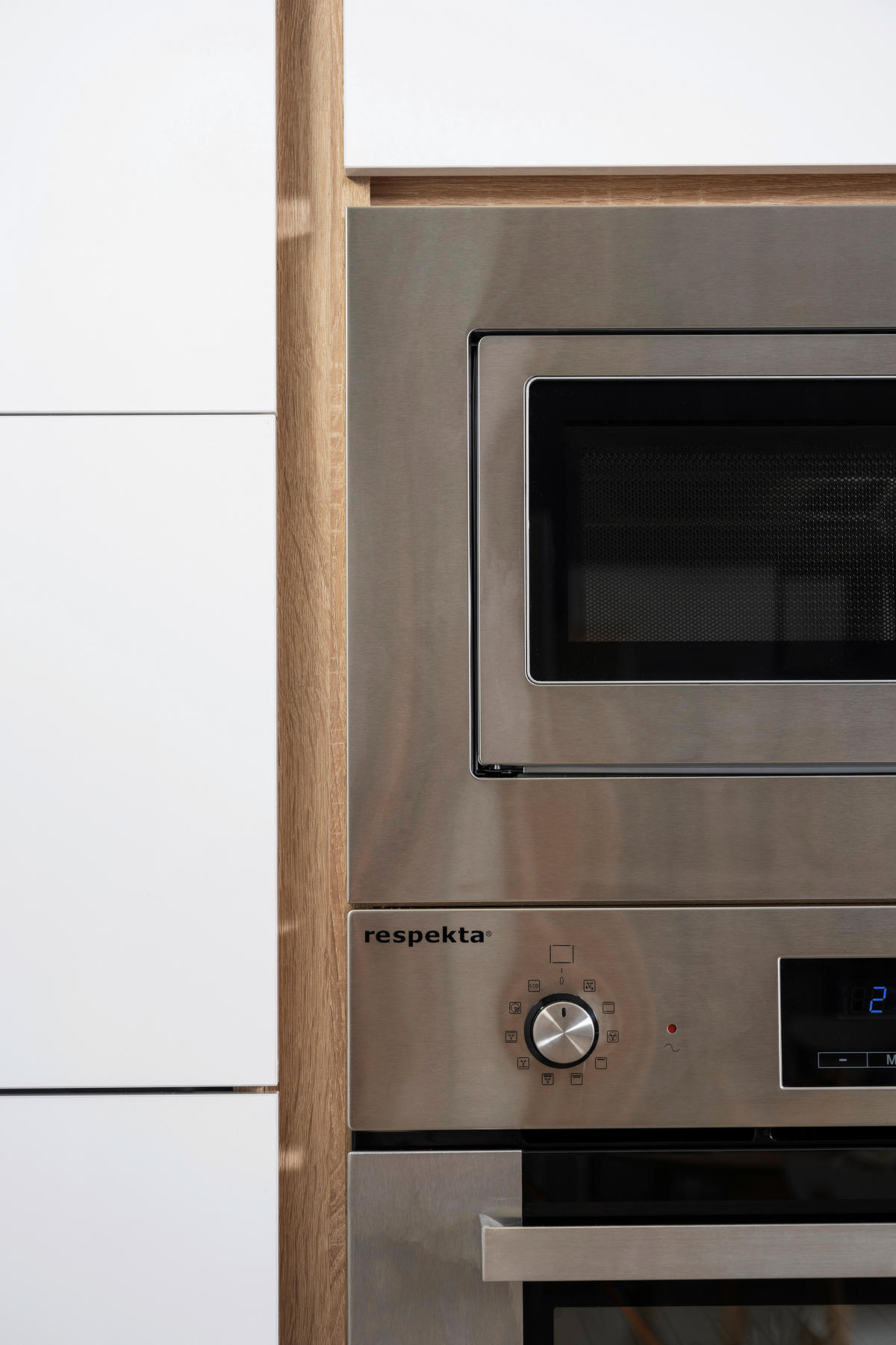 KÜCHENBLOCK 395 cm   Eichefarben, Weiss Hochglanz  - Weiss Hochglanz/Eichefarben, Basics, Holzwerkstoff (395cm) - Respekta