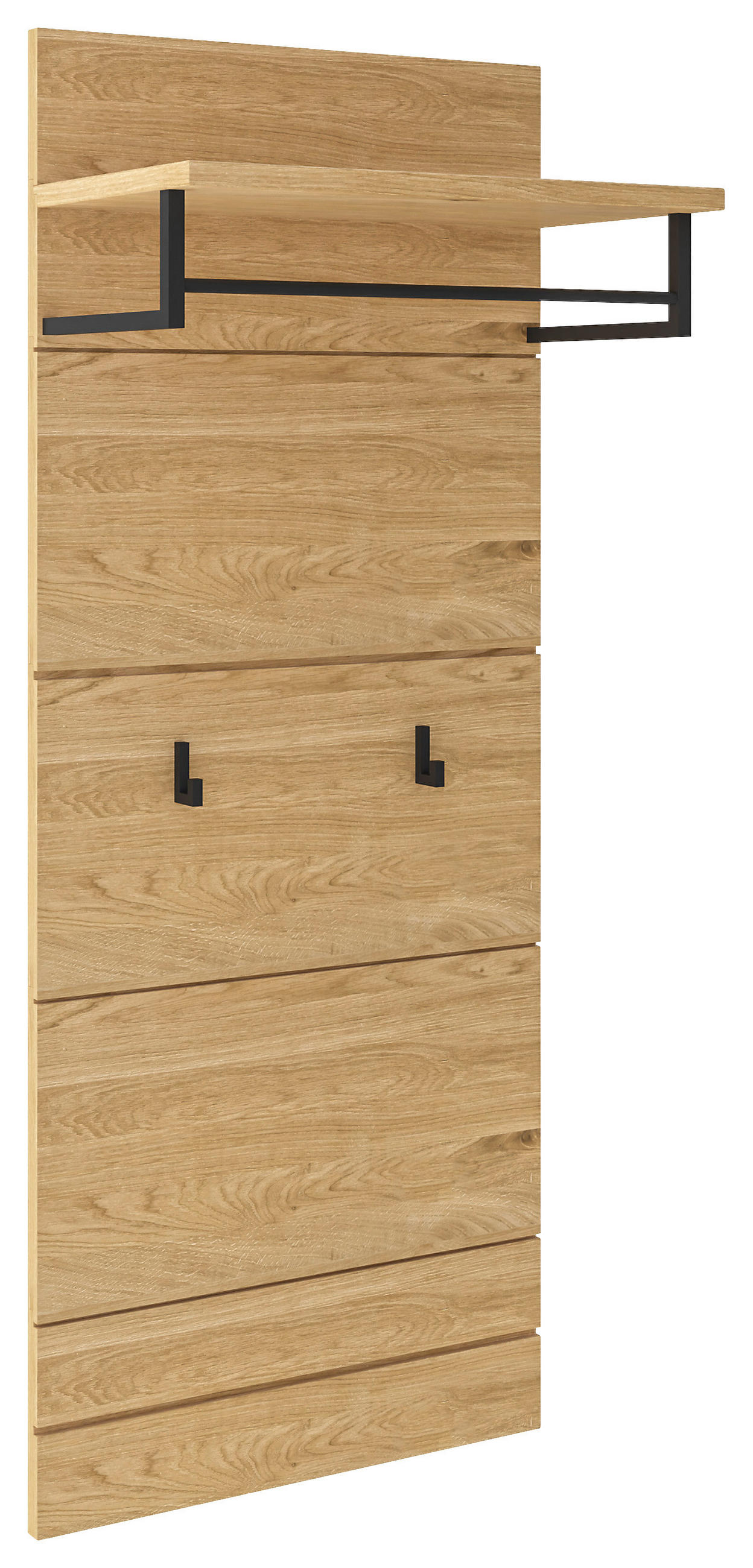 GARDEROBENPANEEL  in 55/135/30 cm  - Wildeiche/Schwarz, Natur, Holz/Metall (55/135/30cm) - Dieter Knoll