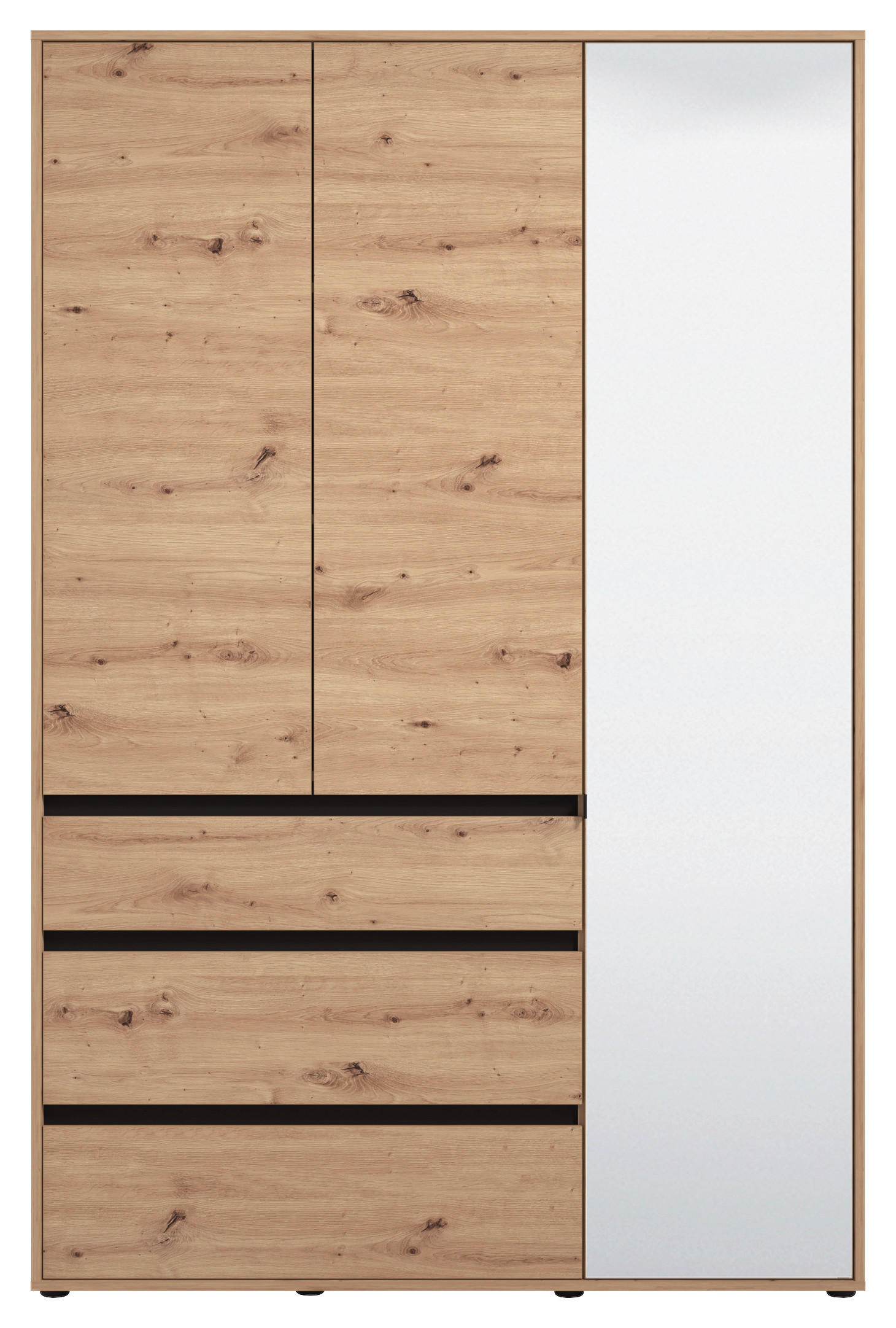 Xora Drehtürenschrank Schwarz, Eiche Artisan 138x210.5x54.5 cm