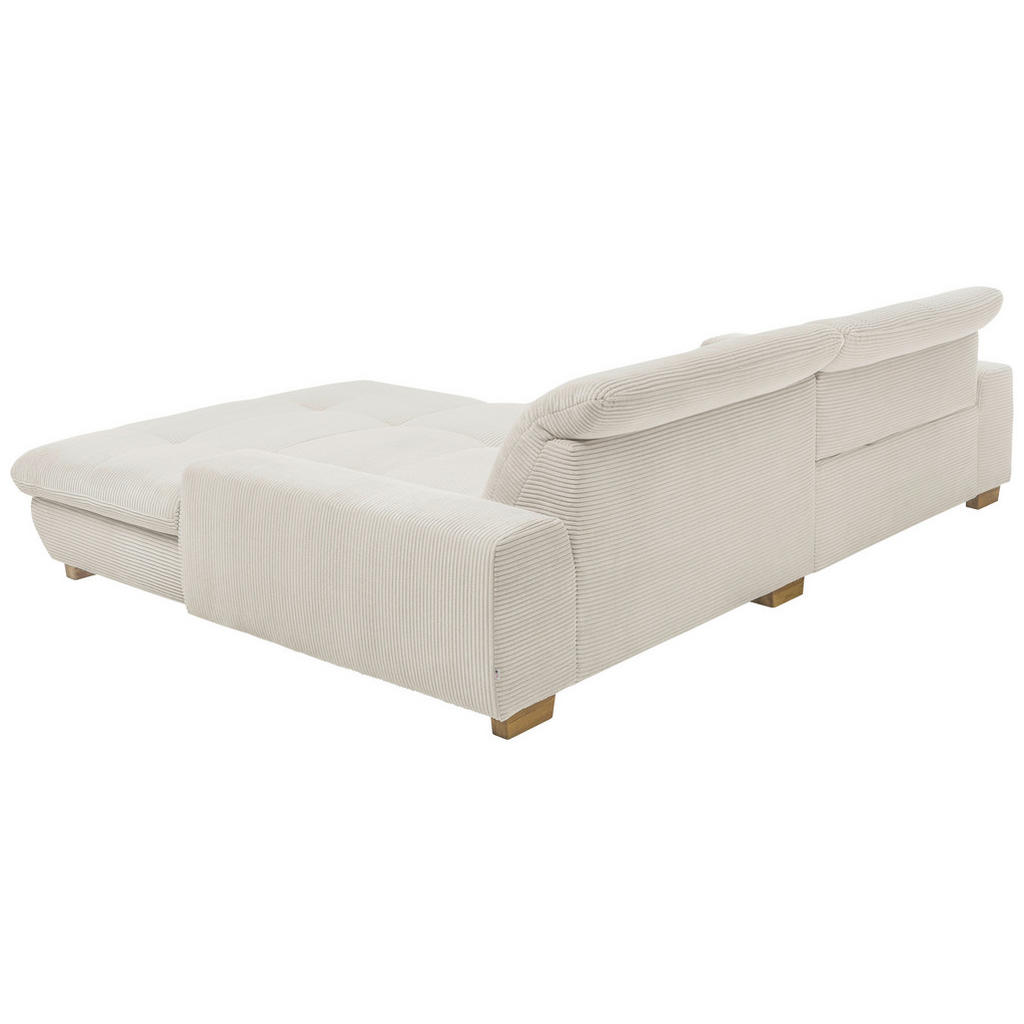 Thumbnail - SetOne by Musterring Ecksofa, Creme, Textil, Eiche, massiv, 2-Sitzer, Ottomane rechts, L-Form, 276x198 cm, Bettkasten er...