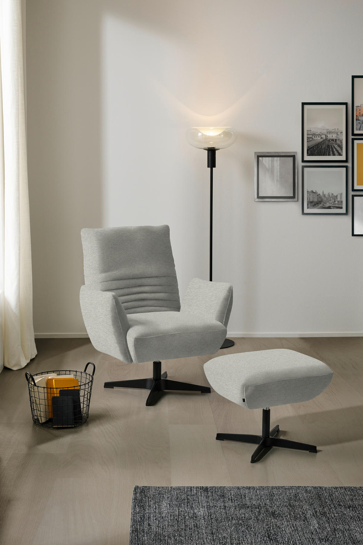 SESSEL in Teddystoff Hellgrau  - Hellgrau/Schwarz, Design, Textil/Metall (60/94/86cm) - Dieter Knoll