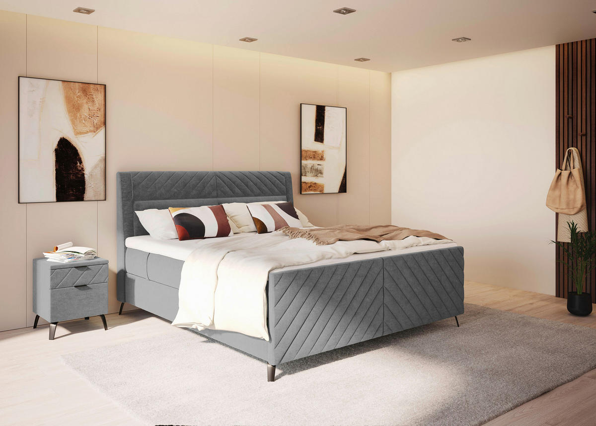 NACHTSCHRANK 44/55/44 cm  - Schwarz/Grau, Design, Textil/Metall (44/55/44cm) - Esposa