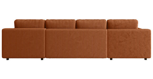 Wohnlandschaft inkl. Funktion Terracotta Cord  - Terracotta/Schwarz, KONVENTIONELL, Textil (200/360/200cm) - Xora