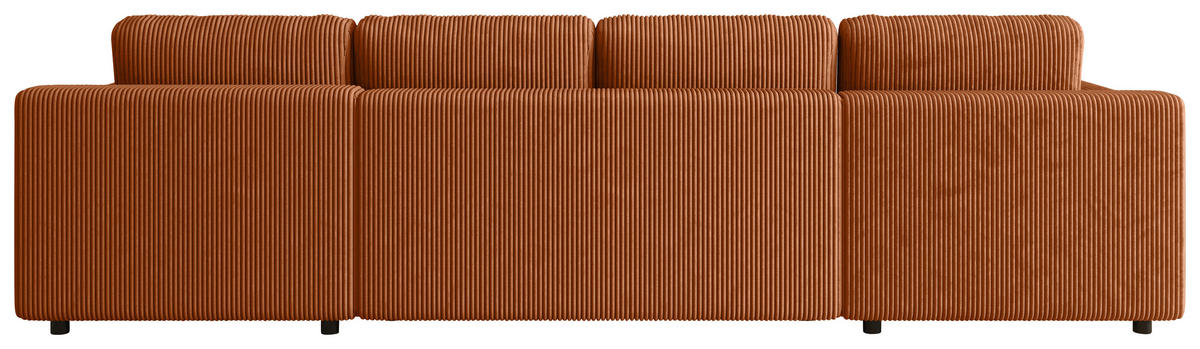 Wohnlandschaft inkl. Funktion Terracotta Cord  - Terracotta/Schwarz, KONVENTIONELL, Textil (200/360/200cm) - Xora