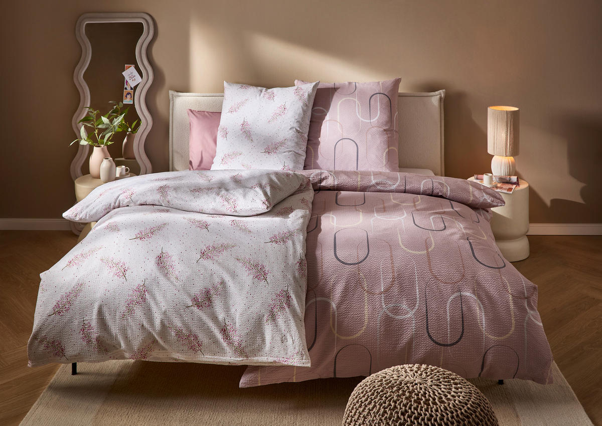 BETTWÄSCHE Seersucker 155/200 cm  - Rosa, Design, Textil (155/200cm) - Janine