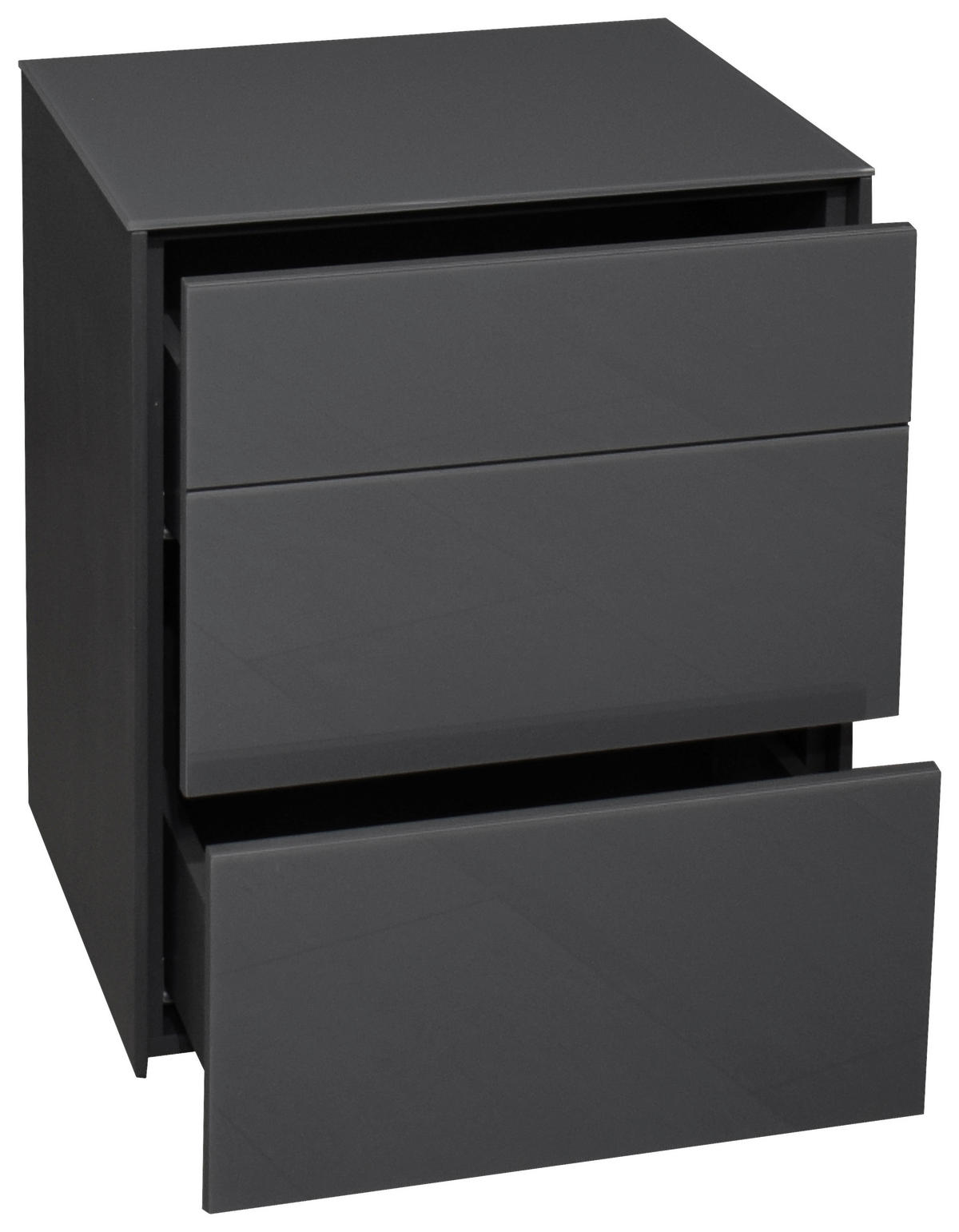 NACHTSCHRANK 52/63/42 cm  - Anthrazit/Schwarz, Design, Glas/Holzwerkstoff (52/63/42cm) - Novel