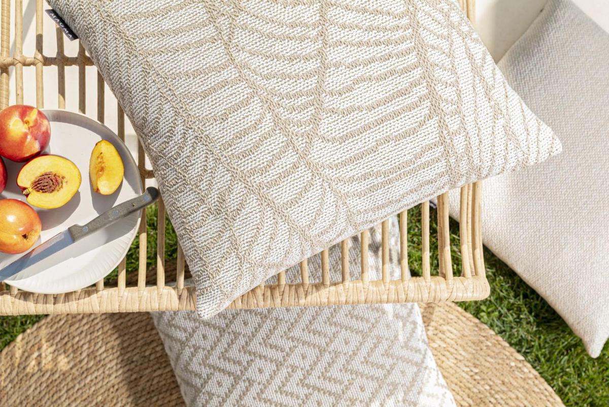 OUTDOOR-KISSENHÜLLE  Blätter  - Naturfarben, Basics, Textil (45/45cm)