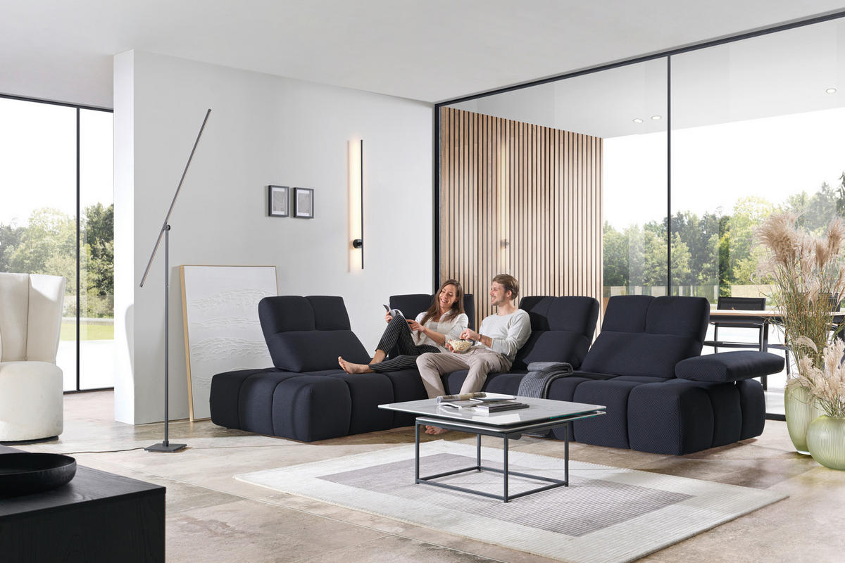 ECKSOFA in Struktur Schwarz  - Schwarz, Design, Kunststoff/Textil (233/313cm) - Emilio Belluti
