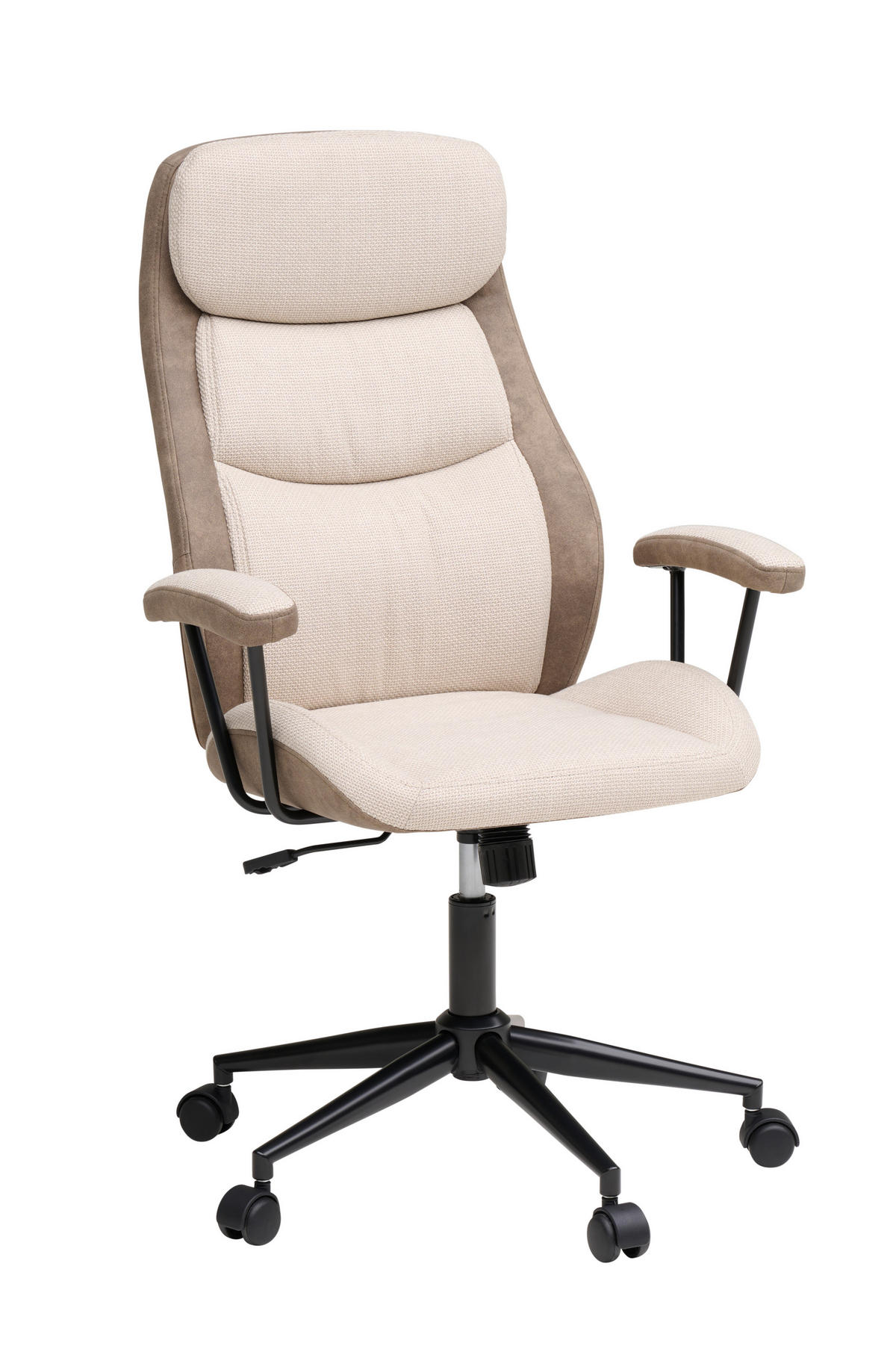 OTOČNÁ STOLIČKA, tkaná textília, béžová - čierna/béžová, Modern, kov/textil (64/103-113/66cm) - MID.YOU