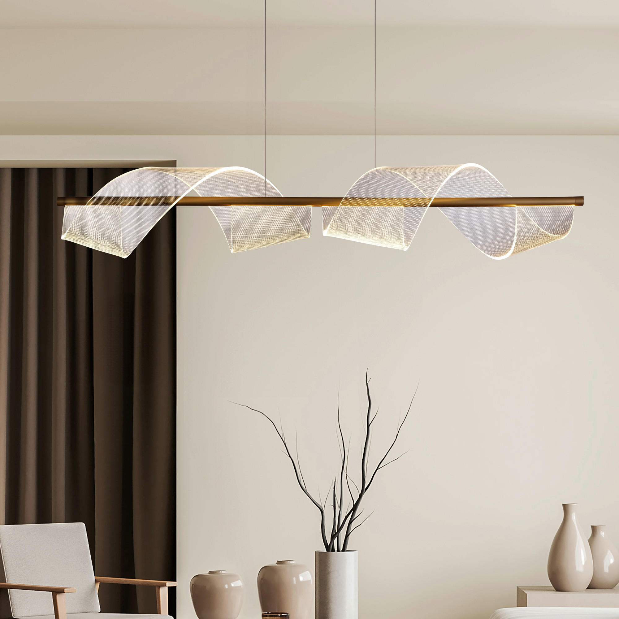 LED FÜGGESZTÉK - sárgaréz, Design (100/24/121cm)