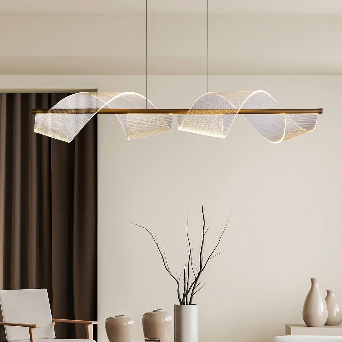 LED FÜGGESZTÉK - sárgaréz, Design (100/24/121cm)