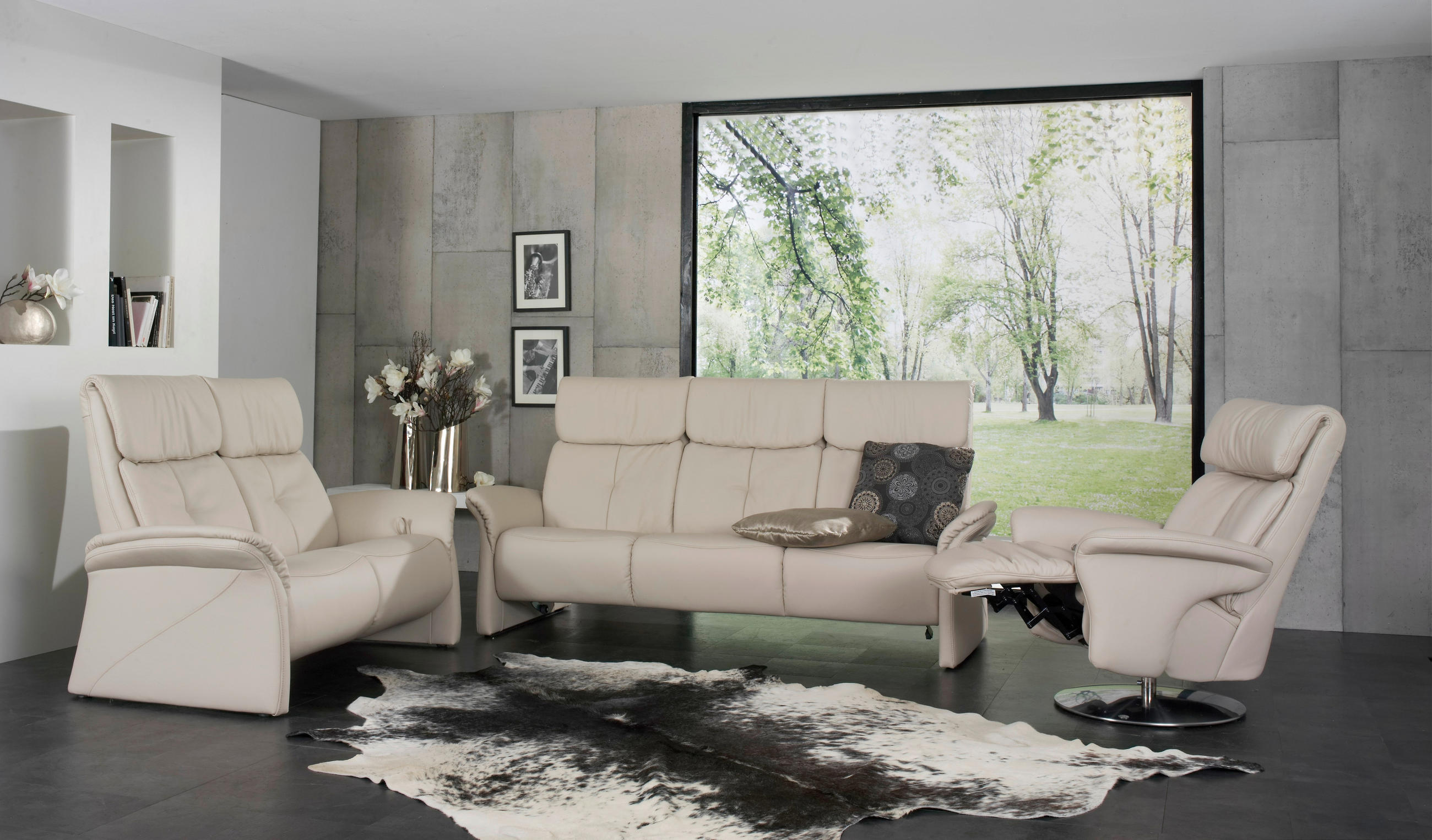 2-SITZER-SOFA Hellblau Echtleder  - Schwarz/Hellblau, KONVENTIONELL, Leder/Kunststoff (152/107/91cm) - Himolla Komfortklass