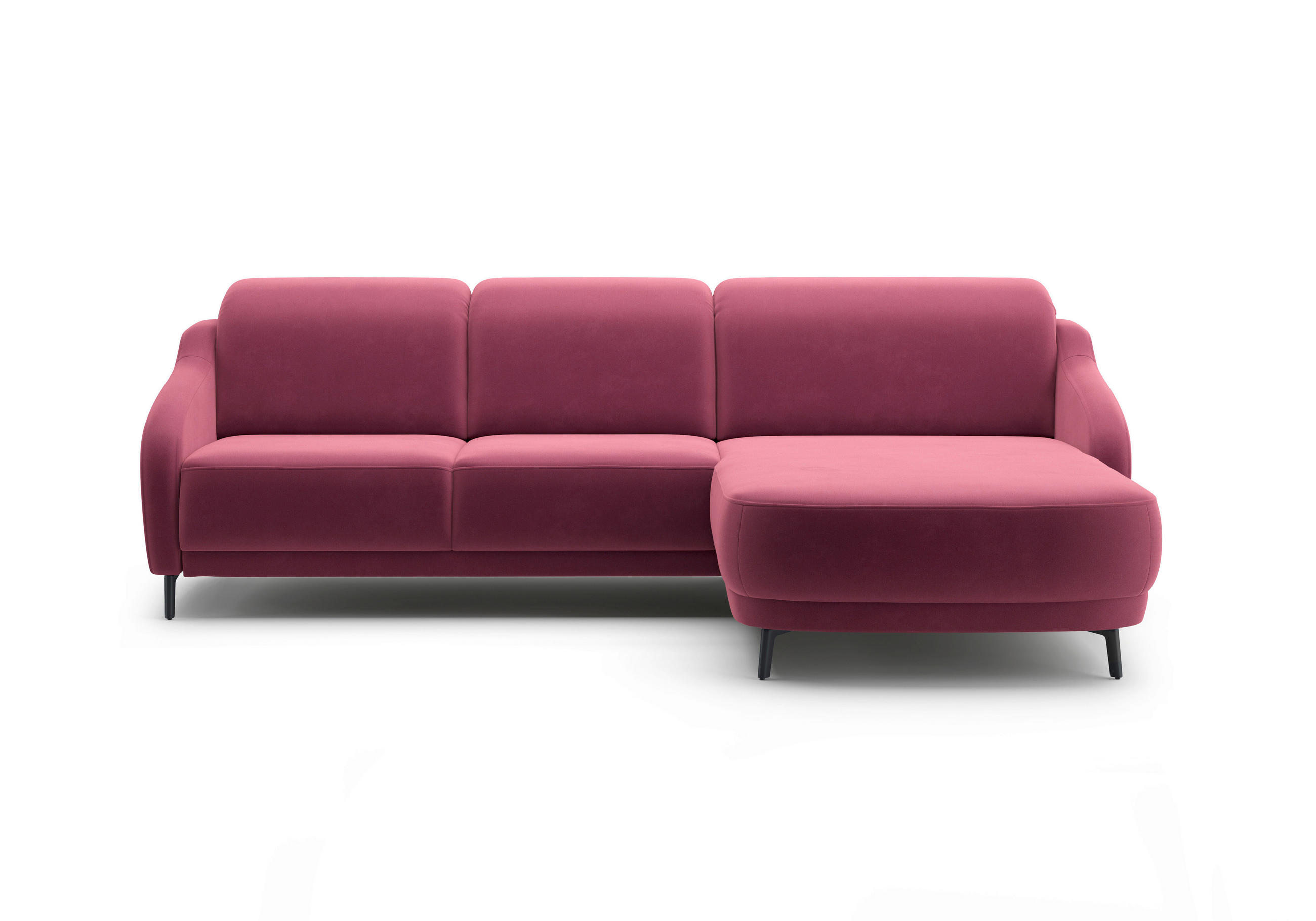 ECKSOFA in Samt Aubergine  271/191 cm  - Aubergine/Schwarz, MODERN, Textil/Metall (271/191cm) - Sit & More
