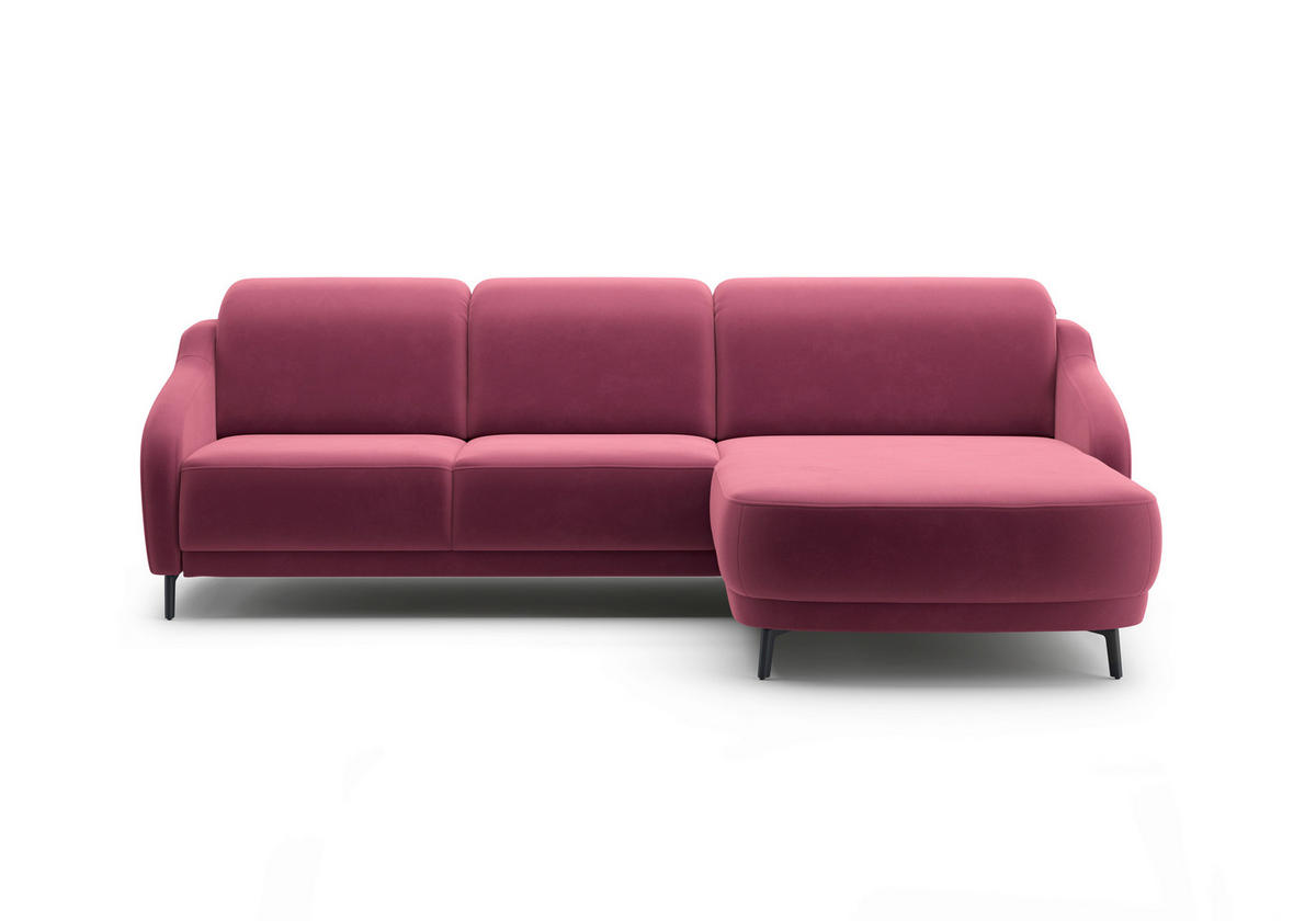 ECKSOFA in Samt Aubergine  271/191 cm  - Aubergine/Schwarz, MODERN, Textil/Metall (271/191cm) - Sit & More