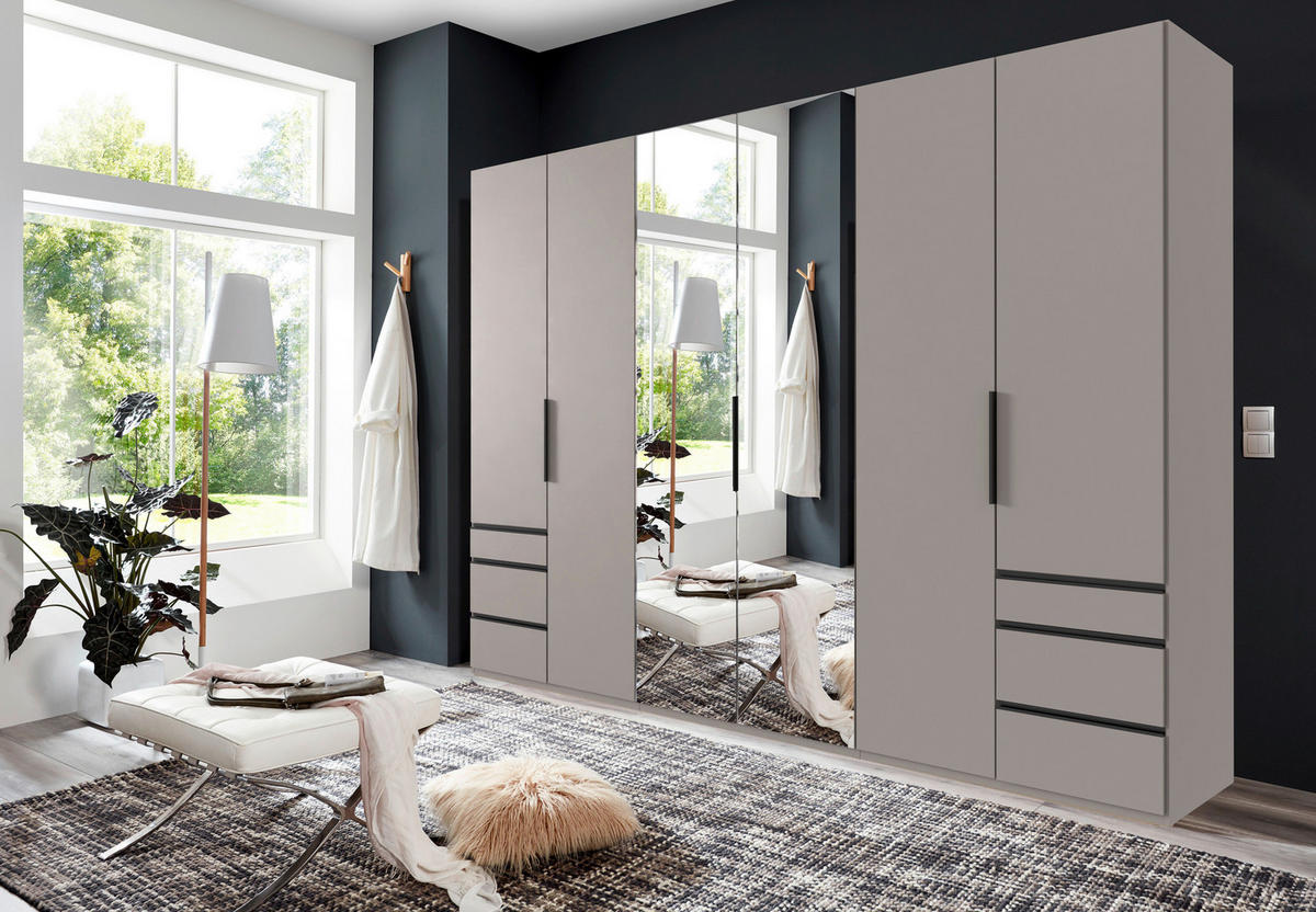 DREHTÜRENSCHRANK Sahara  - Schwarz/Sahara, Modern, Glas/Holzwerkstoff (300/236/58cm) - MID.YOU