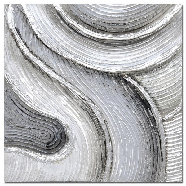 ÖLGEMÄLDE Abstraktes 30/30 cm  - Blau/Schwarz, Basics, Holz/Textil (30/30cm) - Monee