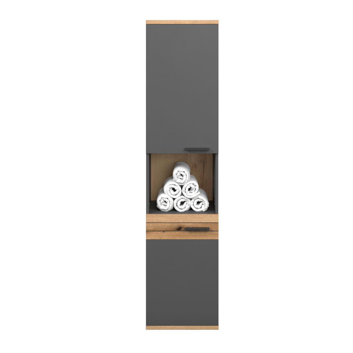 HOCHSCHRANK 40/170/30 cm  - Eichefarben/Anthrazit, MODERN, Holzwerkstoff/Kunststoff (40/170/30cm) - MID.YOU