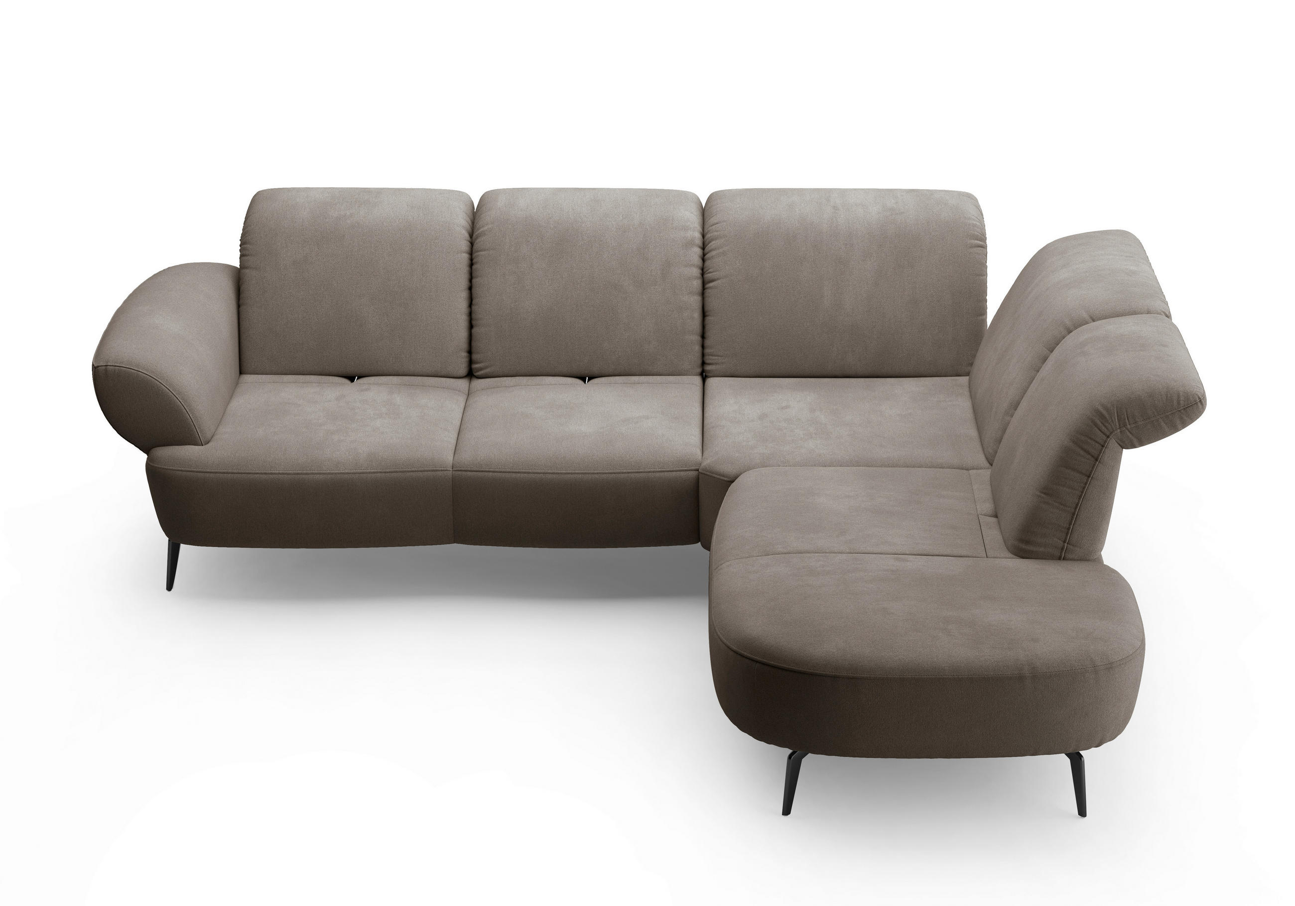 ECKSOFA in Flachgewebe Schlammfarben  - Schlammfarben/Schwarz, Modern, Textil/Metall (302/270cm) - Sit & More