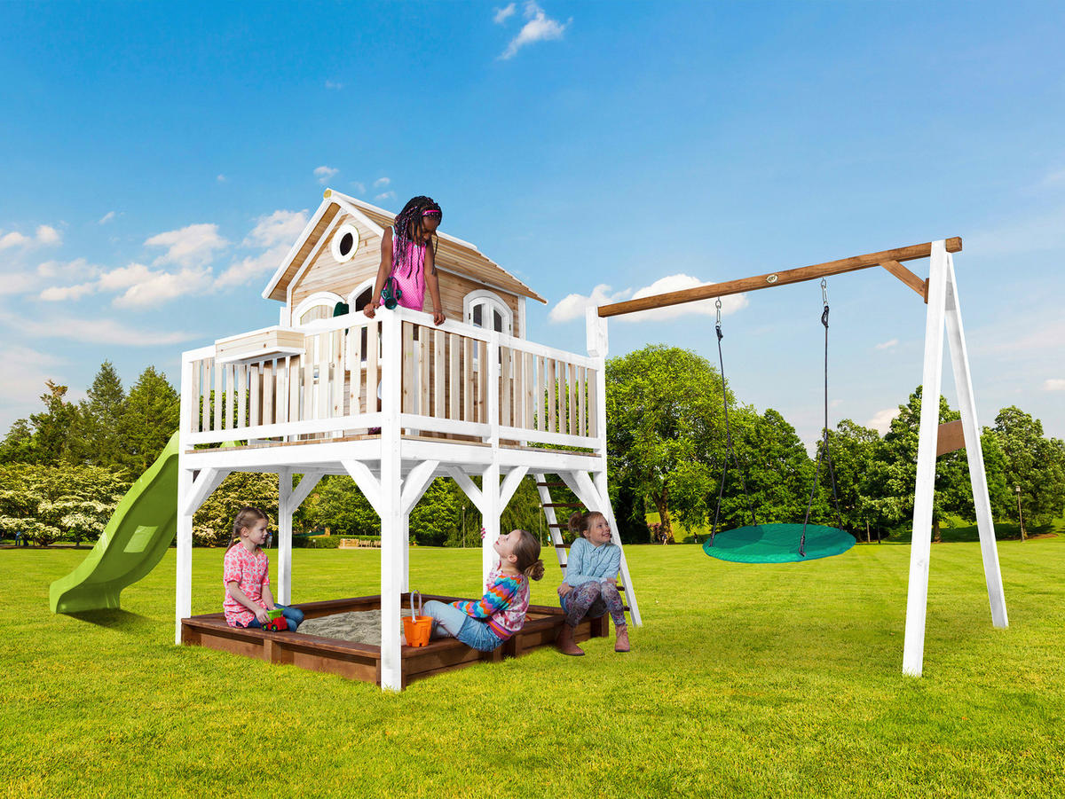 SPIELTURM 613/291/277 cm  - Braun/Weiß, KONVENTIONELL, Holz (613/291/277cm) - Ambia Garden
