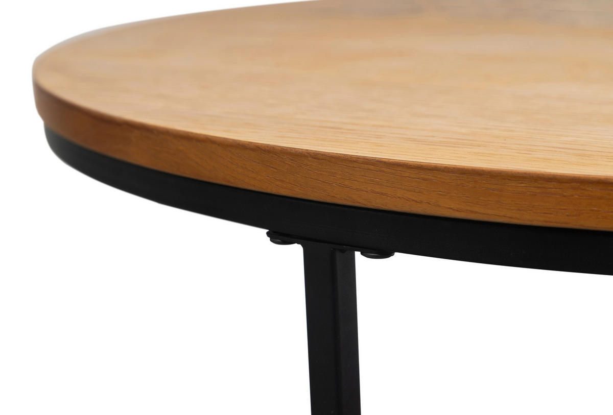 SET DE MĂSUȚE SUPRAPUSE in metal, material pe bază de lemn   - culoare lemn stejar/negru, Modern, metal/material pe bază de lemn (80/60/45/45/80/60cm) - MID.YOU