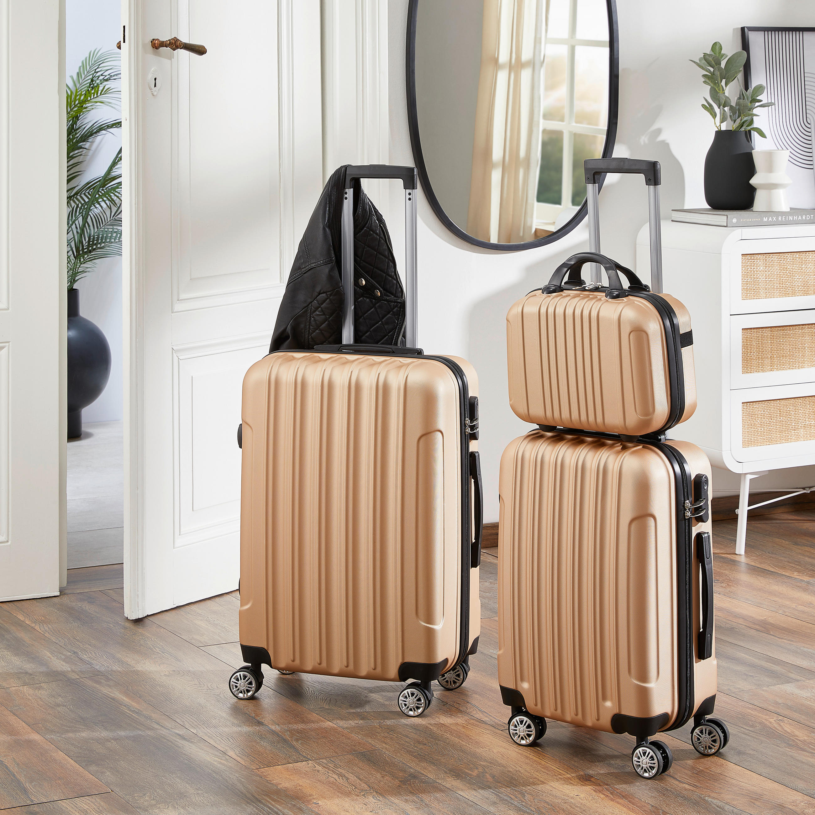 REISEKOFFERSET Goldfarben 3-teilig  - Goldfarben, Basics, Kunststoff/Metall - Novel