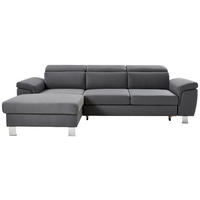 ECKSOFA inkl.Funktionen Grau Webstoff  - Silberfarben/Grau, Design, Textil/Metall (167/250cm) - Xora