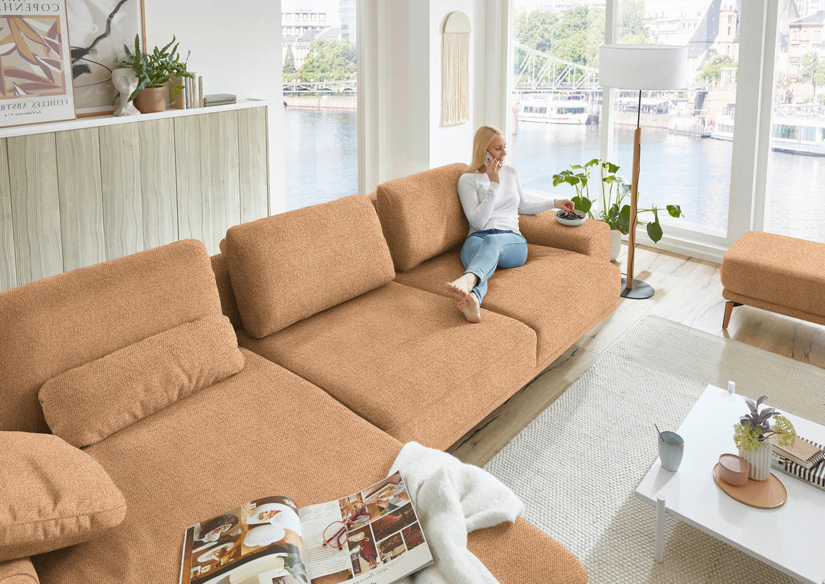 ECKSOFA in Flachgewebe Currygelb  - Wildeiche/Currygelb, Design, Holz/Textil (193/334cm) - Niels Andersson