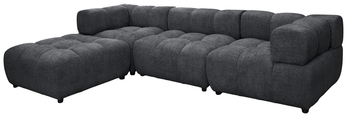 ECKSOFA ZAK Dunkelgrau Bouclé  - Dunkelgrau/Schwarz, Design, Kunststoff/Textil (280/186cm) - MID.YOU