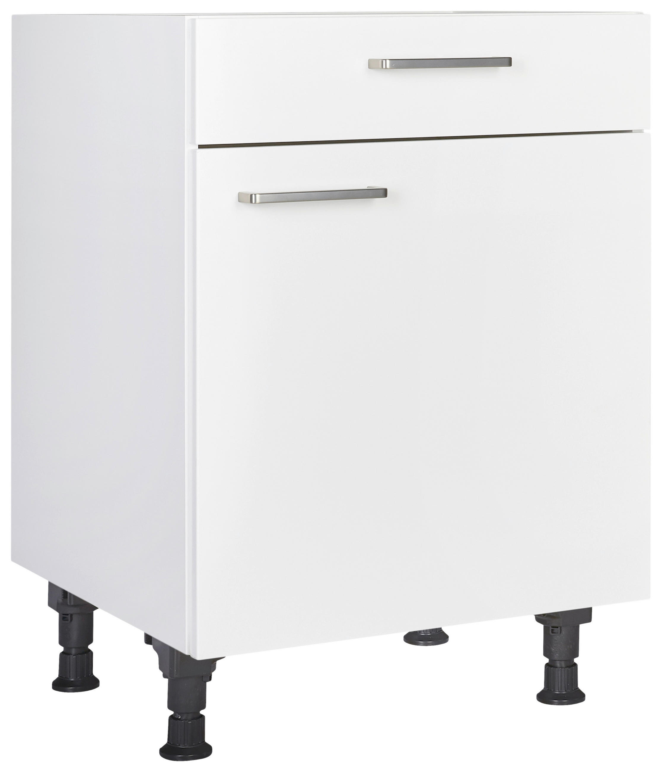 SCHUBKASTENUNTERSCHRANK 60/87/56 cm in Weiß - Edelstahlfarben/Weiß, MODERN, Holzwerkstoff/Metall (60/87/56cm) - Nobilia