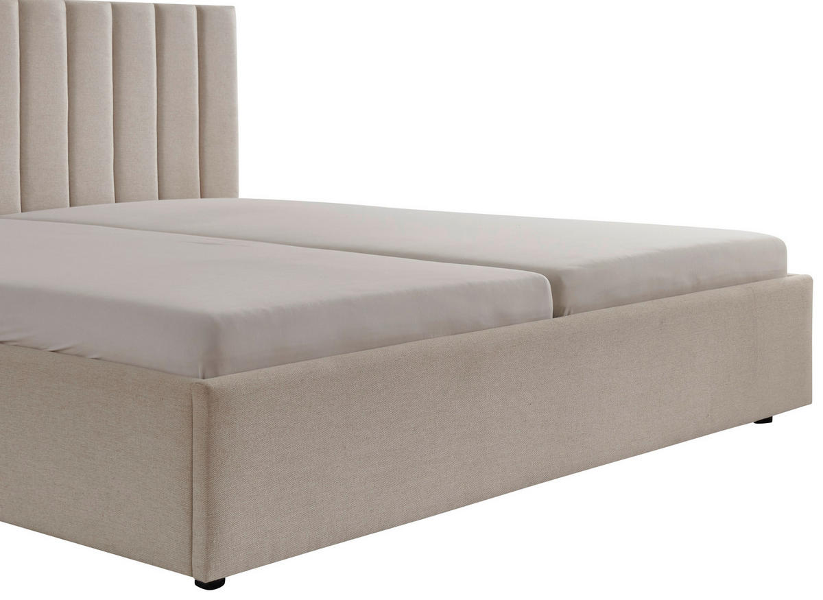 POLSTERBETT 180/200 cm  in Beige  - Beige/Schwarz, Design, Holz/Textil (180/200cm) - Boxxx