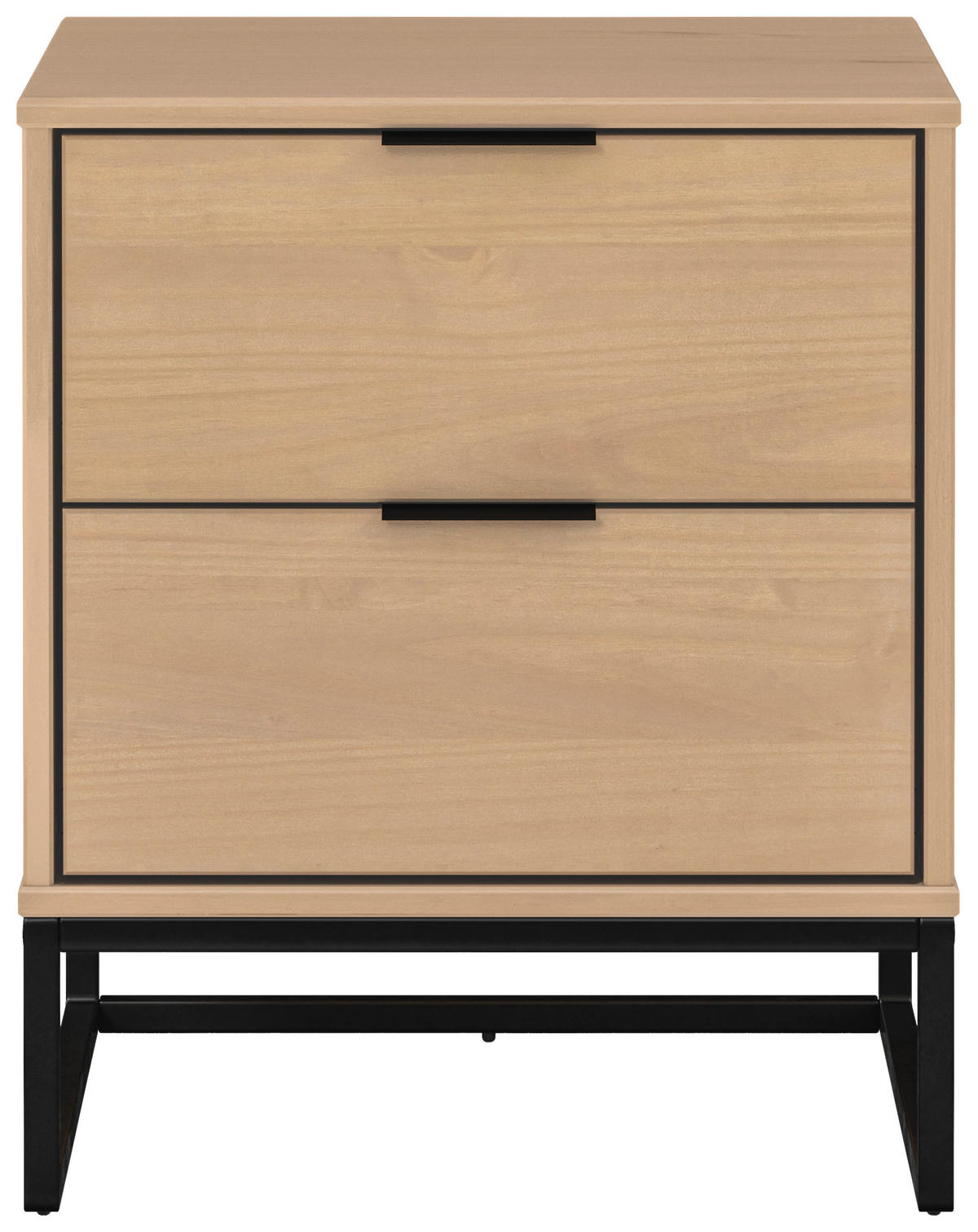 NACHTTISCH 50/59/45 cm  in massiv Kiefer Schwarz, Eichefarben  - Eichefarben/Schwarz, Modern, Holz/Metall (50/59/45cm) - MID.YOU