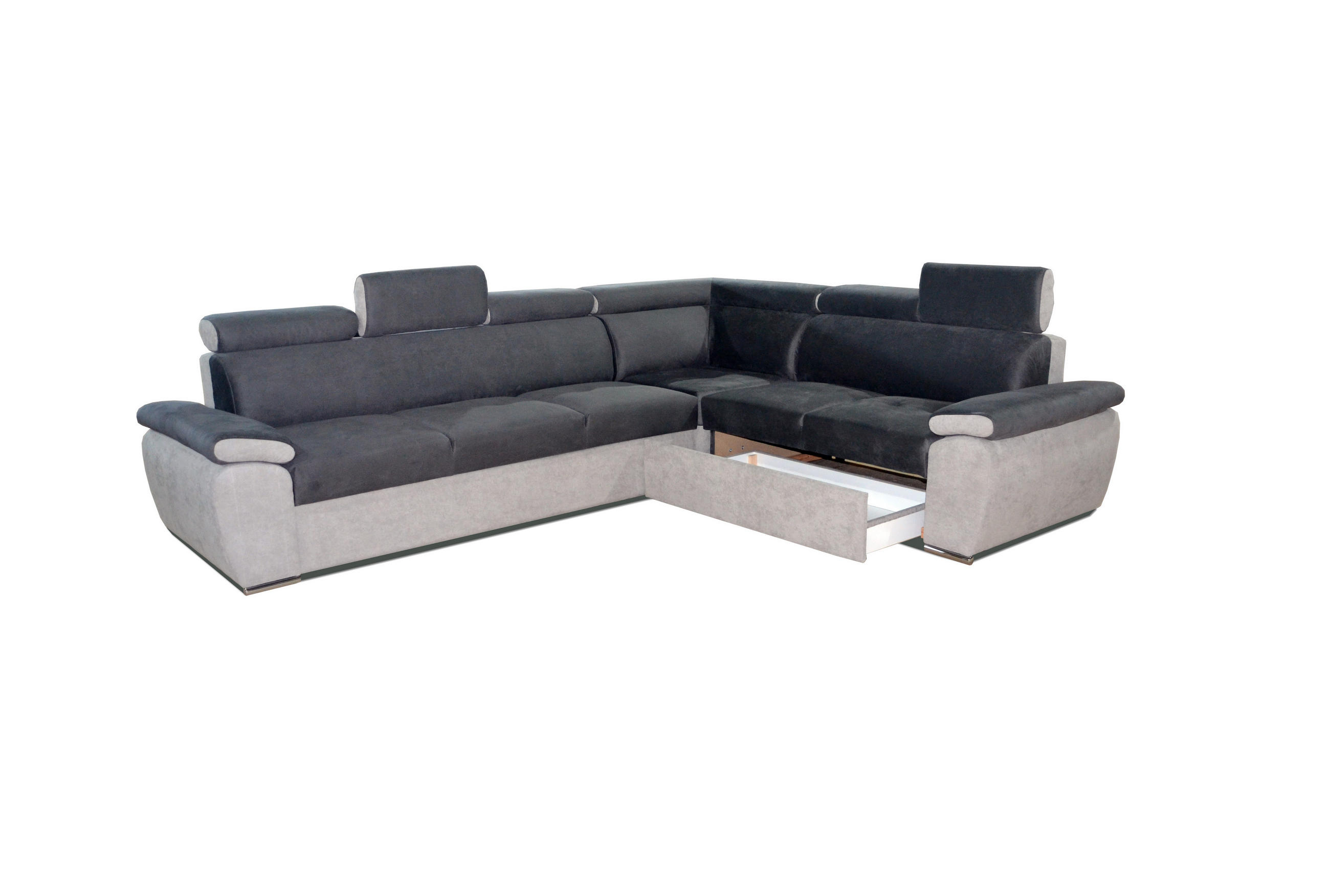 SJEDEĆA GARNITURA drvo, tekstil  svijetlo siva, tamno siva   - tamno siva/svijetlo siva, Moderno, drvo/tekstil (305/245cm) - Hom`in
