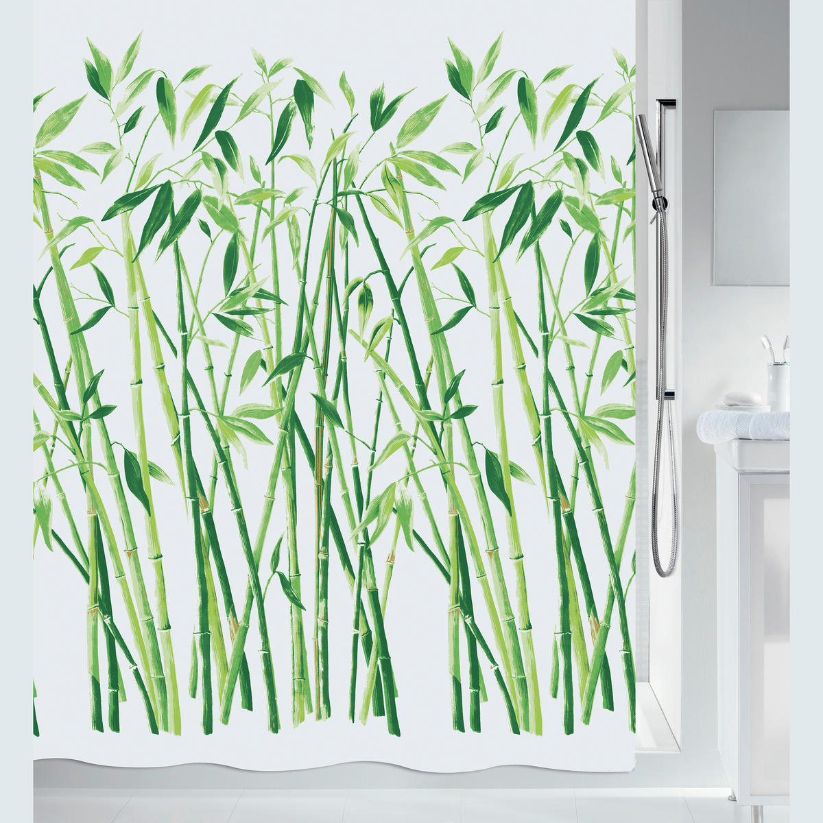 DUSCHVORHANG BAMBUS 120/200 cm  - Grün, Basics, Textil (120/200cm) - Spirella
